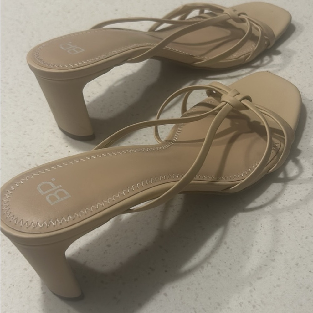 BP Women's Beige Strappy Heels